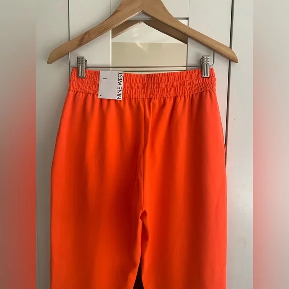 Nine West Women’s Slim Straight Orange Pull On Stretch Tapered Pants - Picture 5 of 7